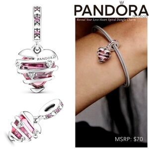 PANDORA Reveal Your Love Heart Spiral Dangle Charm w/box